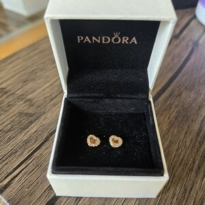 Pandora Gold Heart Stud Earrings